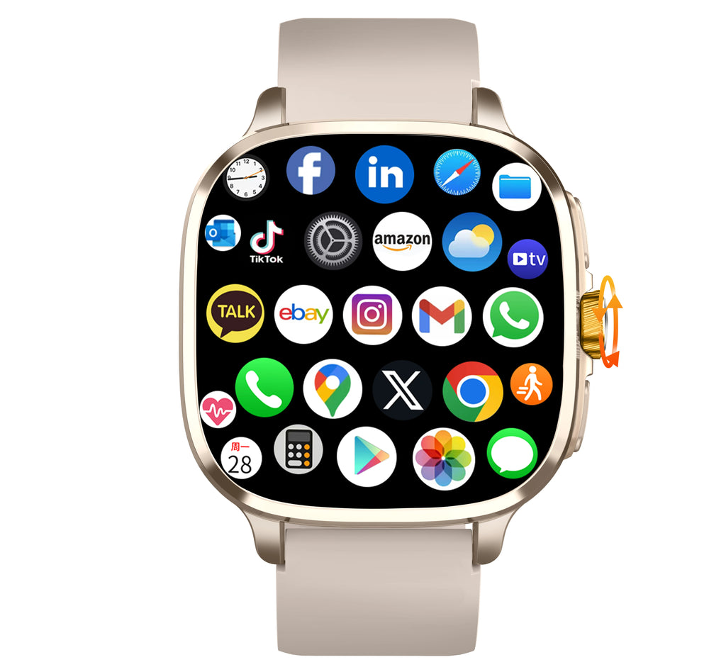 New Android 13.0 Cellular Version Smart Watch 5G LTE Smartwatch With 2.4inch Amoled Screen Sim Card Slot Google Play Store GPS Oasis Select Silver 4GB 32GB