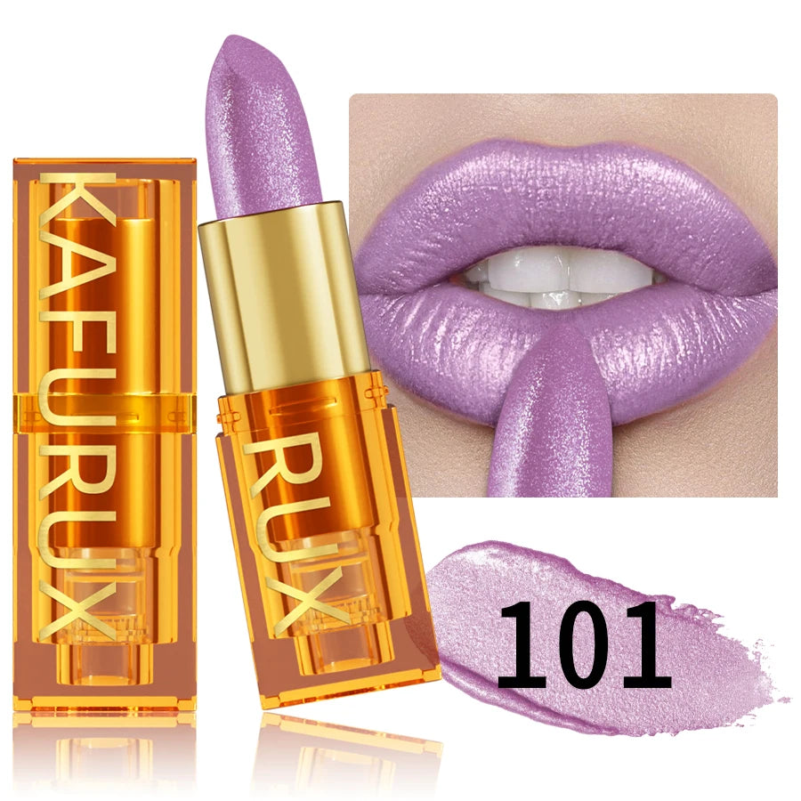 KAFURUX 16-Color Glitter Metallic Lipstick – Long-Lasting Matte