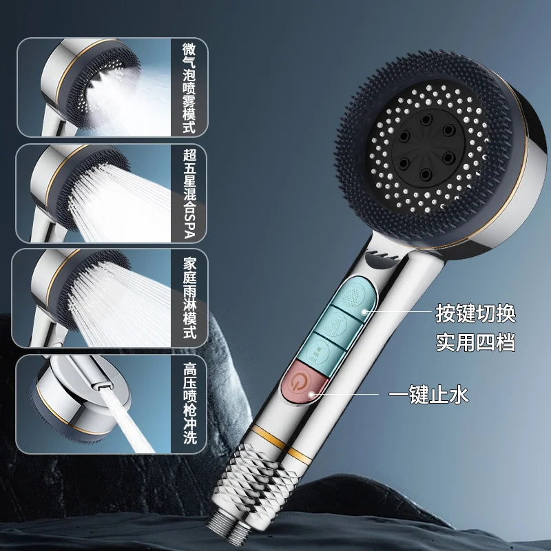 New High Pressure With Filter Water Saving 4 Modes Shower Heads Adjustable Water Massage Sprayer Home Bathroom Accessories Oasis Select