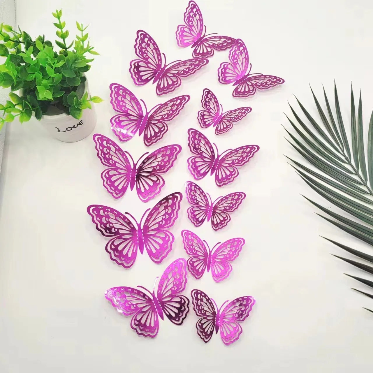 12Pcs 3D Hollow Butterfly Wall Decal Mirror Wall Stickers For Kids Room Home Wall Decoration Fridge Sticker Wedding Party Oasis Select MH 120x100x80mm