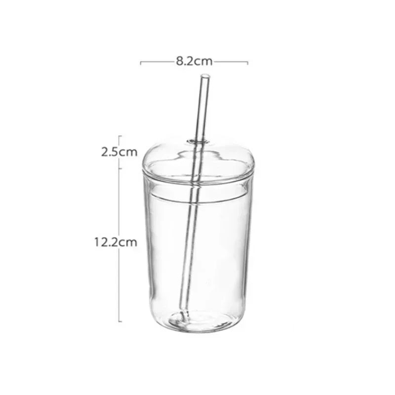 450ML Glass Cup with Lid and Straw Transparent Drinking Glasses for Juice Water and Iced Coffee Cups Drinkware Mug Water Bottle Oasis Select 1pc 450ml