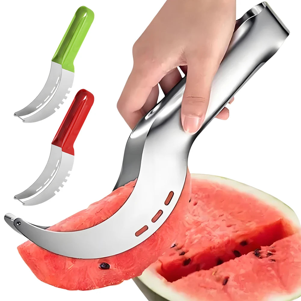 Stainless Watermelon Slicer Fruit Slicer Cutter with Non-Slip Handle Melon Fruit Slicer Kitchen Gadgets for Pineapple Cantaloupe Oasis Select