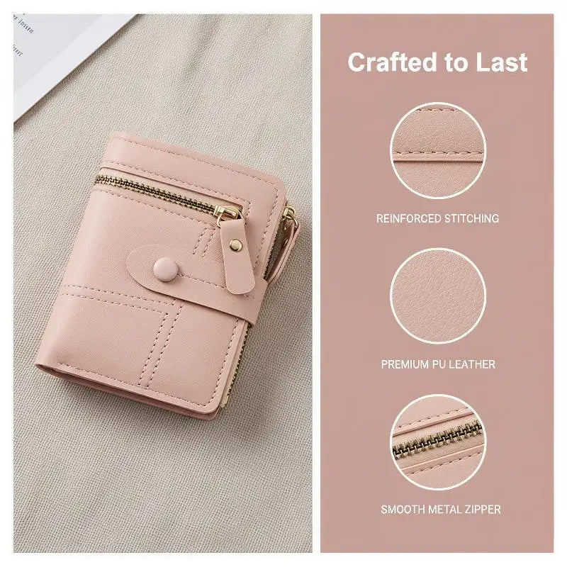 Slim PU Leather Women's Wallet – Zipper Coin Pocket & Card Slots Women's Slim Wallet Oasis Select