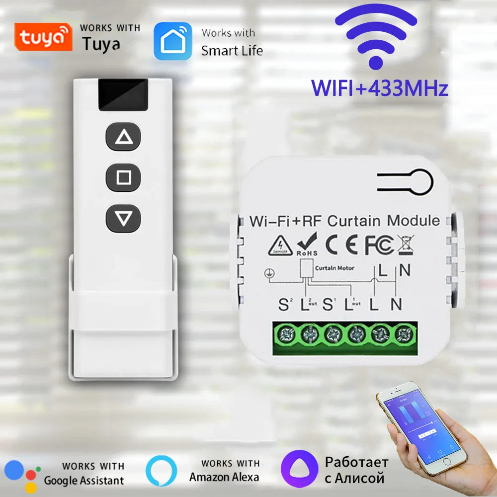 Tuya WiFi Smart Curtain Switch RF433MHz – Alexa & Google Smart Curtain Switch Oasis Select