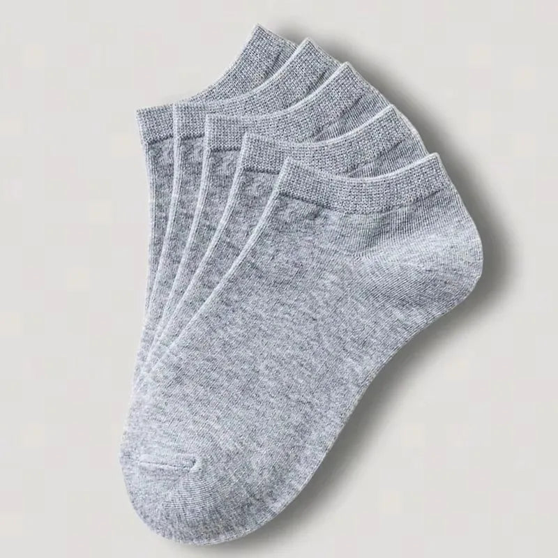 1-20pairs Wholesale Unisex Socks, Breathable Sports Socks, Solid Color Boat Socks, Comfortable Cotton Ankle Socks, White Oasis Select 5pairs gray