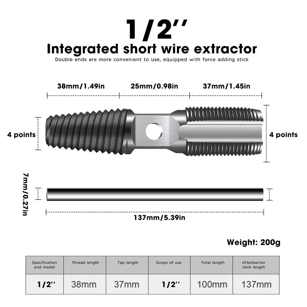 Damaged screw extractor double-headed screw extractor drill bit set water pipe bolt screw valve thread repair remover tool Oasis Select B