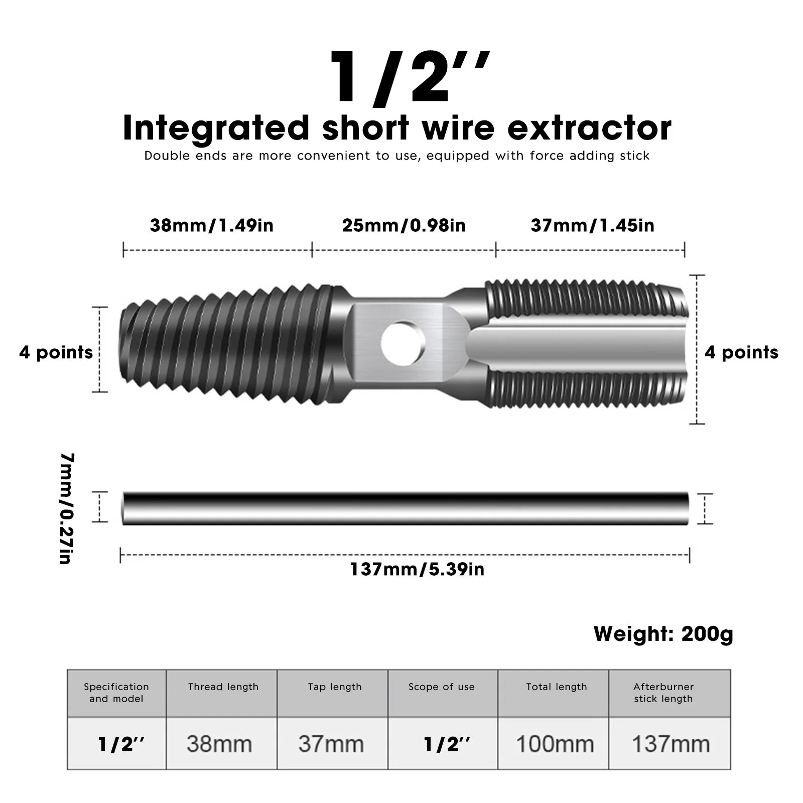Damaged screw extractor double-headed screw extractor drill bit set water pipe bolt screw valve thread repair remover tool Oasis Select B