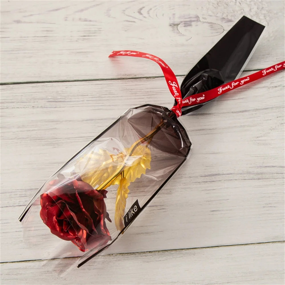 24K Gold Foil Eternal Rose Artificial Flowers Wedding Christmas Valentine's Day Decoration Mother's Day Gifts Fake Flower Oasis Select Red