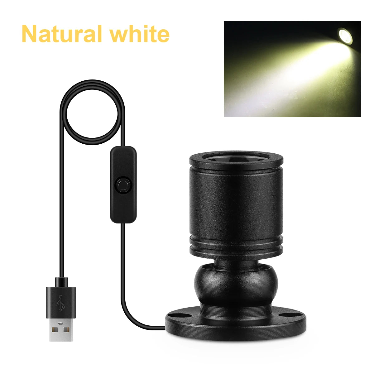 1W Led USB Spotlight With Swtich On/Off,5V USB Charging Port,Atmosphere Decor Lighting for Collectibles Anime Character Models Oasis Select Black Shell Neutral