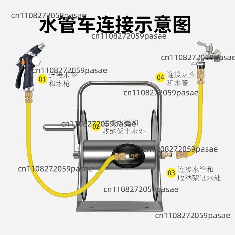 Stainless Steel Wall-mounted Hose Holder for High-pressure Car Washing and Gardening, Wall-mounted Soft Water Pipe Storage Rack Oasis Select
