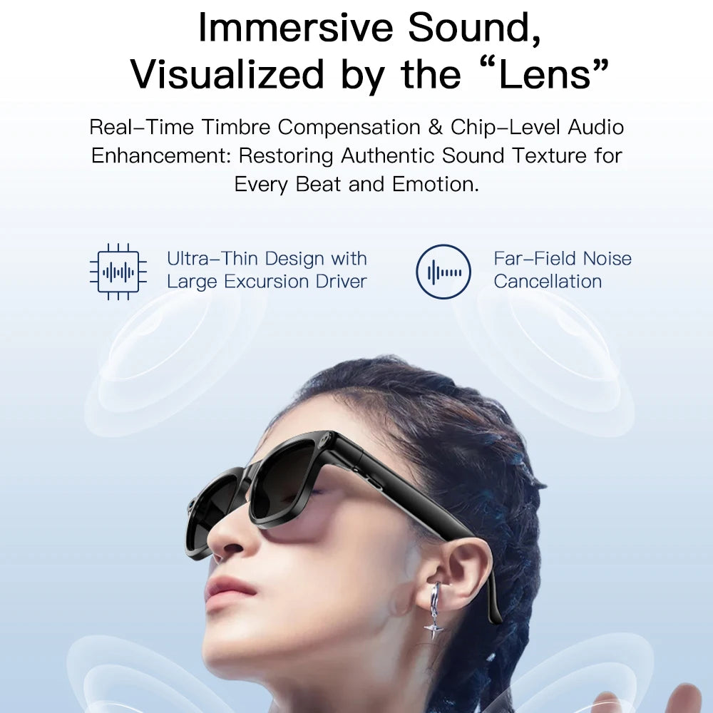 Smart AI Glasses 800W Shooting Camera HD Photo Video BT Call Eyewear Voice Assistant Real-Time Translation Sunglasses Waterproof Oasis Select