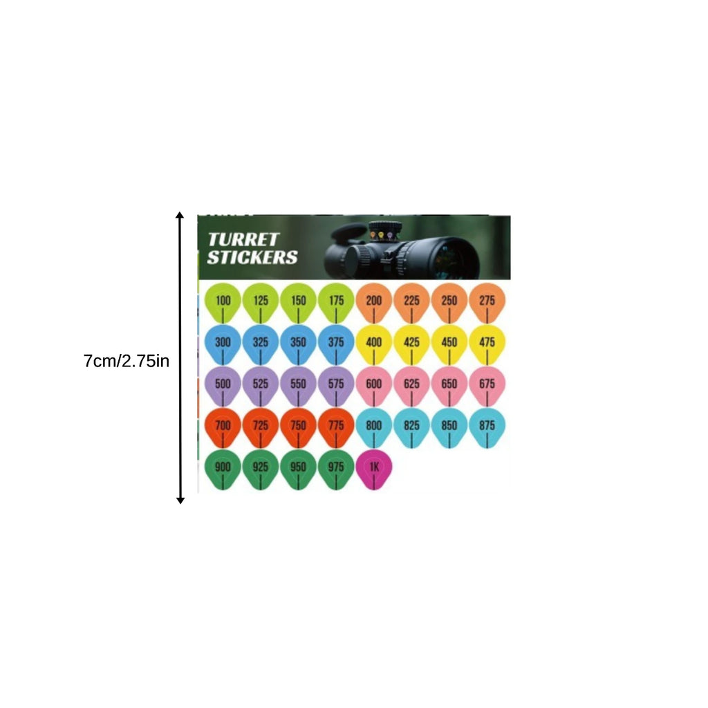 8-Sheet Rifle Scope Turret Stickers for Long Range Shooting Scope Turret Tags Oasis Select