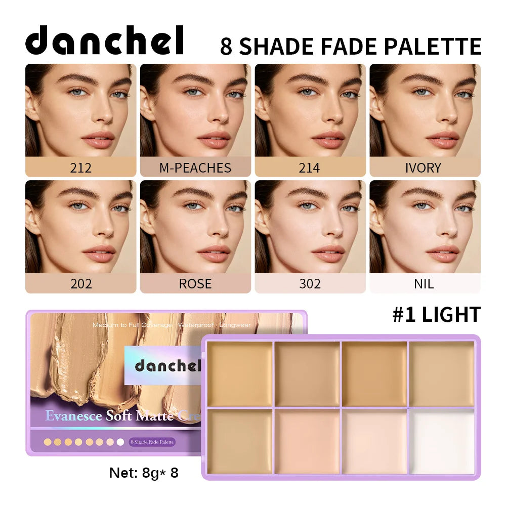 8 Shade Cream Concealer Palette Waterproof Full Coverage Multi-Function Cream Blemishes & Cover Long-Lasting Korean Makeup Oasis Select 01
