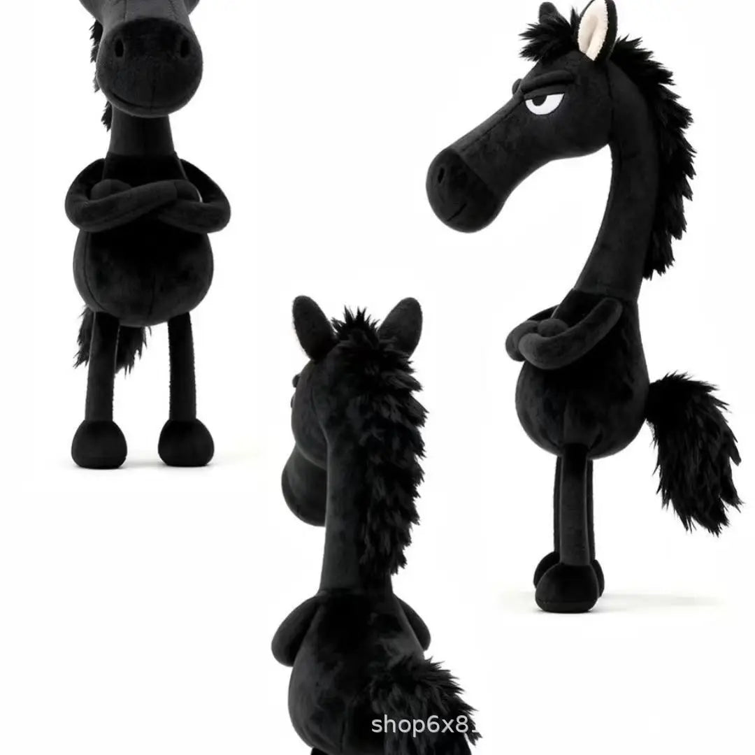 Black Plush Horse Keychain Backpack Pendant Decoration Year of The Horse New Year's Gifts for Boys and Girls 1pcs Oasis Select