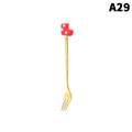 Stainless Steel Christmas Dessert Spoons Cake Forks Cartoon Tree Elk