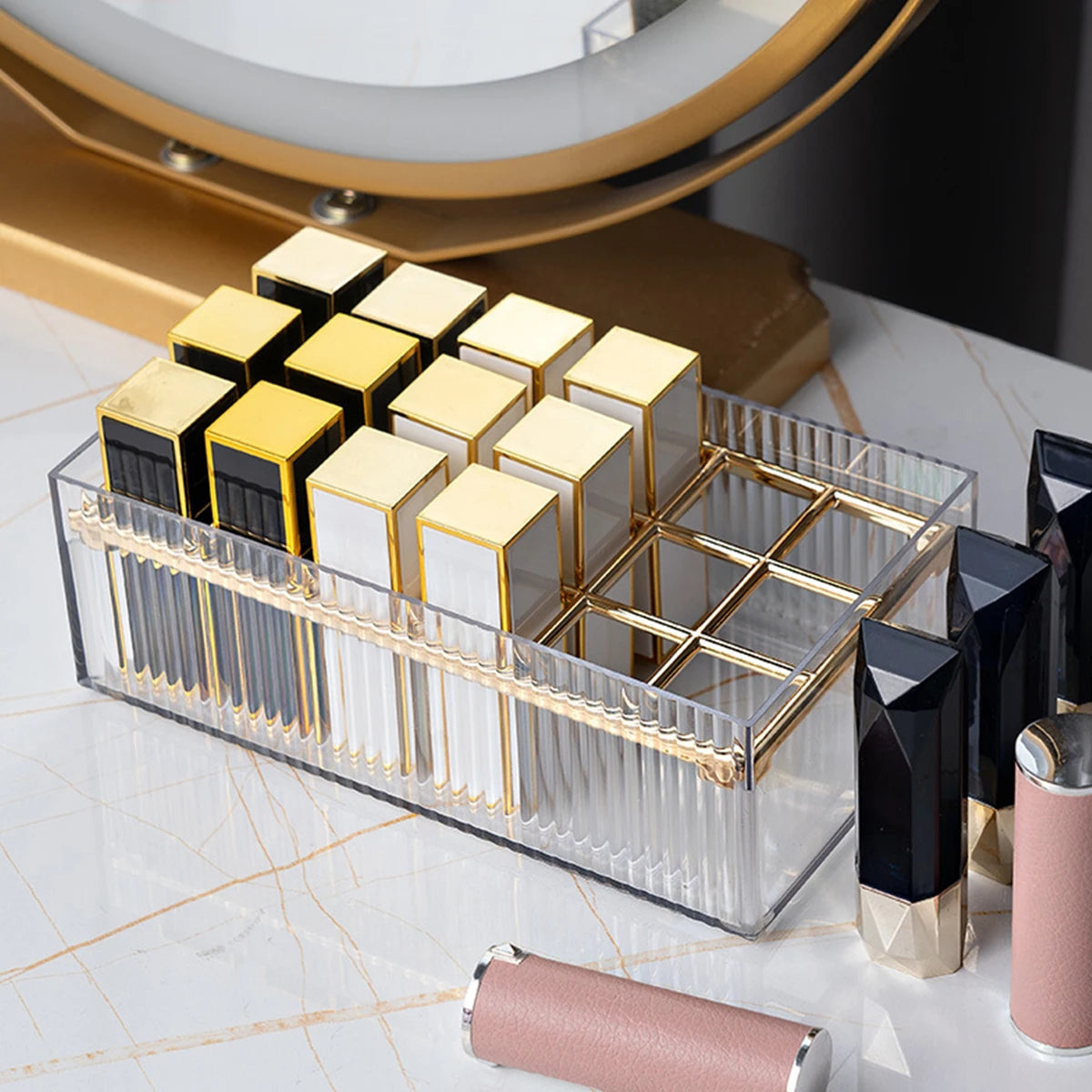 Detachable Desktop Lipstick Transparent Multi Cell Cosmetic Shelf Oasis Select