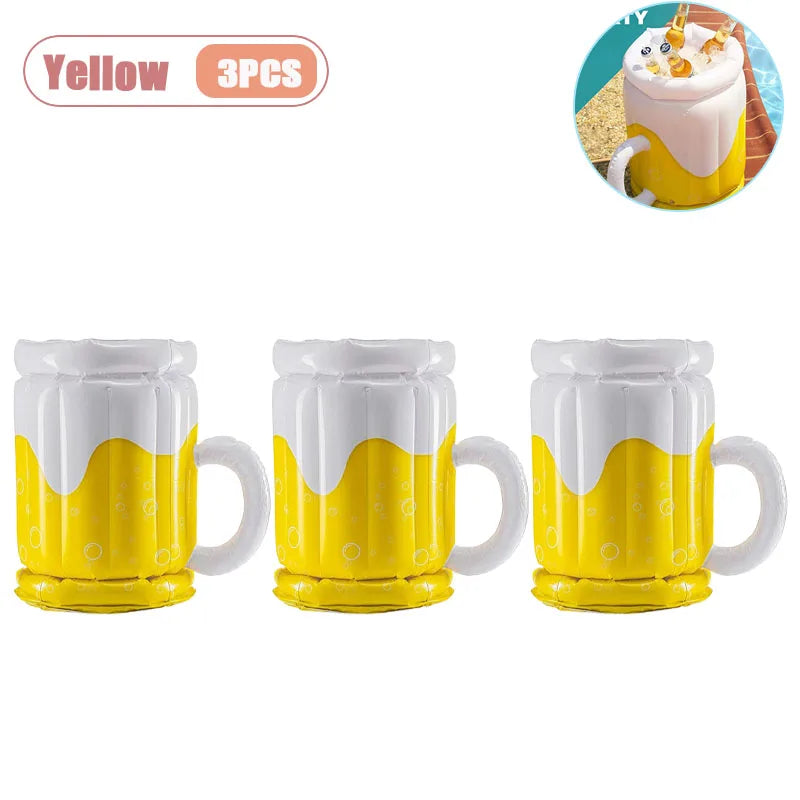 Inflatable Beer Cooler Bucket Portable Ice Bucket for Outdoor Beach Pool Party Camping Picnic Drink Cooler Picnic Supplies Oasis Select Yellow-3PCS