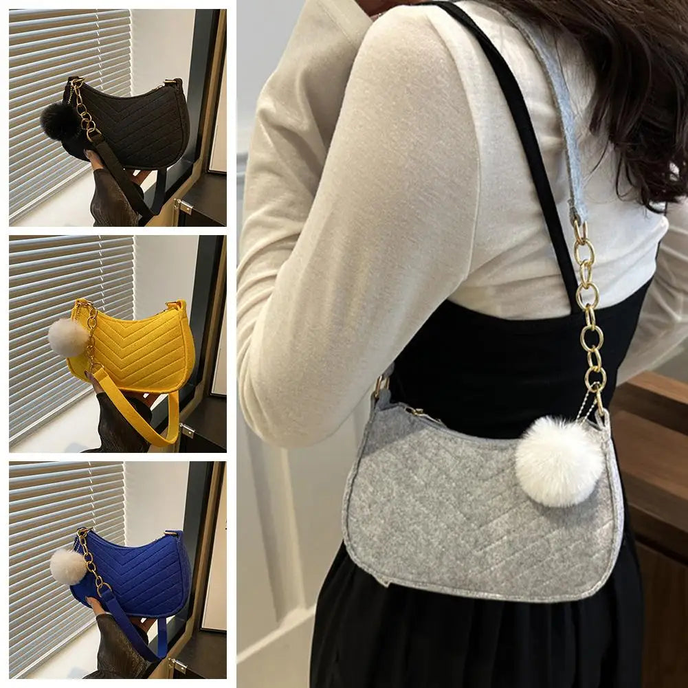Mini Women Shoulder Bags Fashion Felt Women's Bag Design Advanced Underarm Handbags Mini Saddle Bag Oasis Select