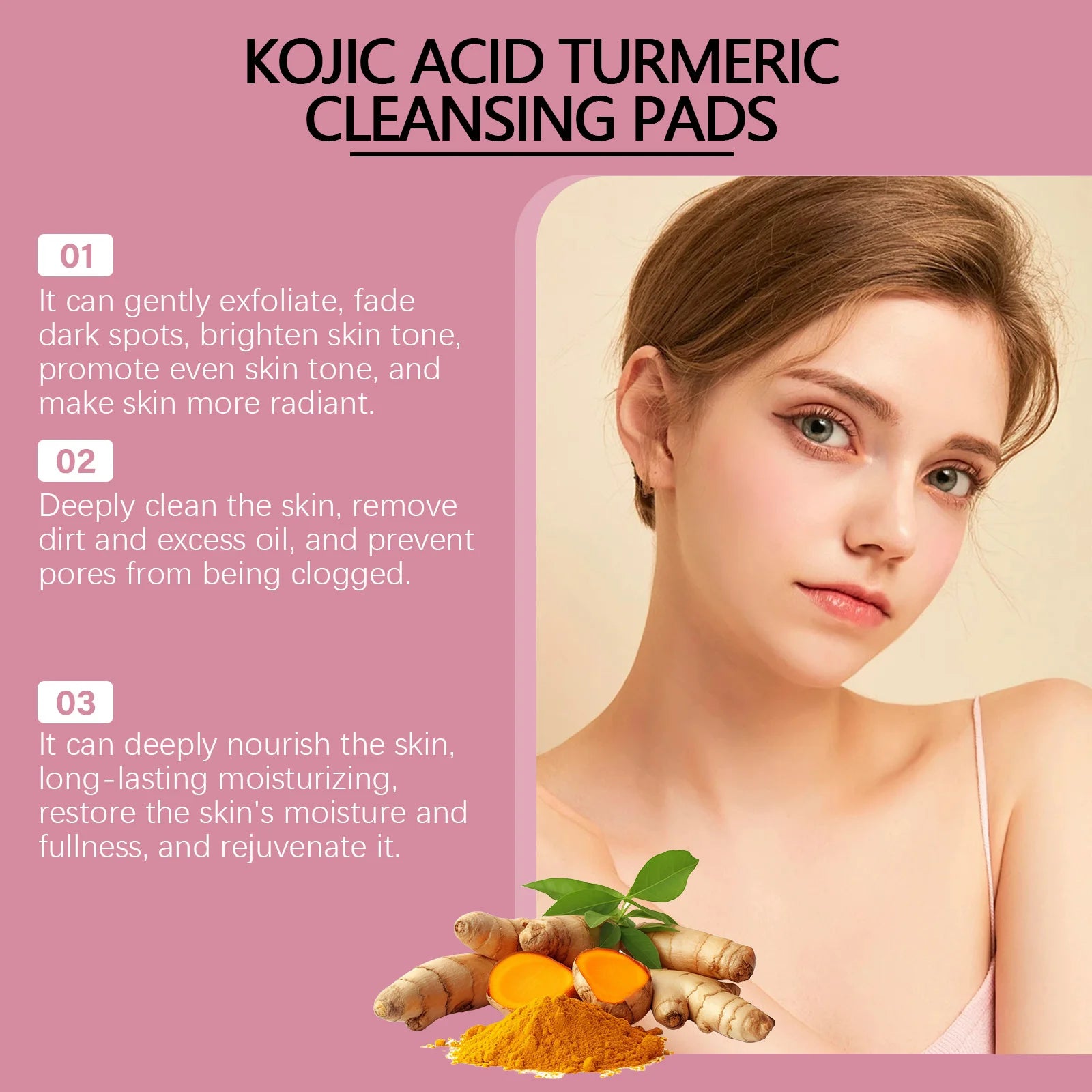 Turmeric Kojic Exfoliating Facial Pads – Brighten & Cleanse Facial Exfoliation Pads Oasis Select
