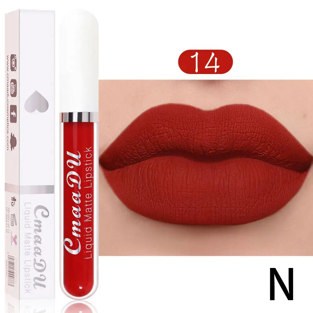 18 Color Waterproof Liquid Matte Lipstick Long Lasting Sexy Red Moisturizing Lip Gloss Velvet Non-Stick Lip Tint Makeup Cosmetic Oasis Select 14