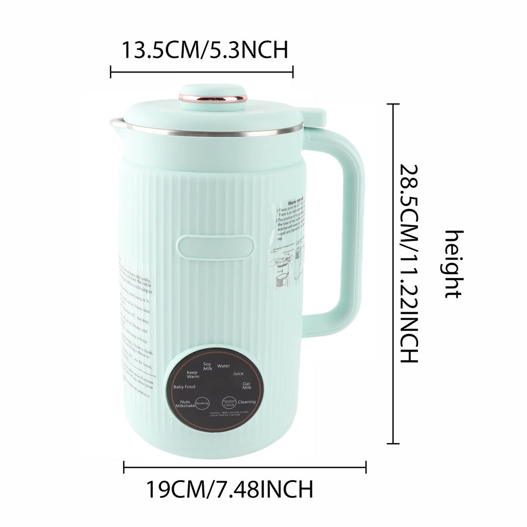 Soy Milk Maker 8-in-1 Programmable Blender with Digital Display 12 Stainless Steel Blades Auto Cleaning 8H Keep Warm Function Oasis Select