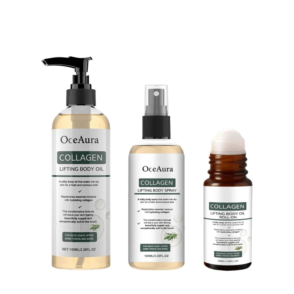 Oceaura Collagen Body Oil Tighten Skin Elasticity Rosemary Deeply Hydrating and Nourishing Body Smooth Body Oil& Ball Essence Oasis Select SET A