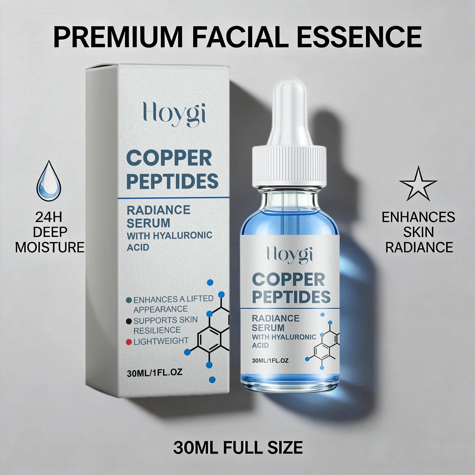 Copper Peptide Essence for Sensitive Dry Skin Moisturizing Brightening Firming Lifting Face Barrier Repair Renewing Face Serum Oasis Select