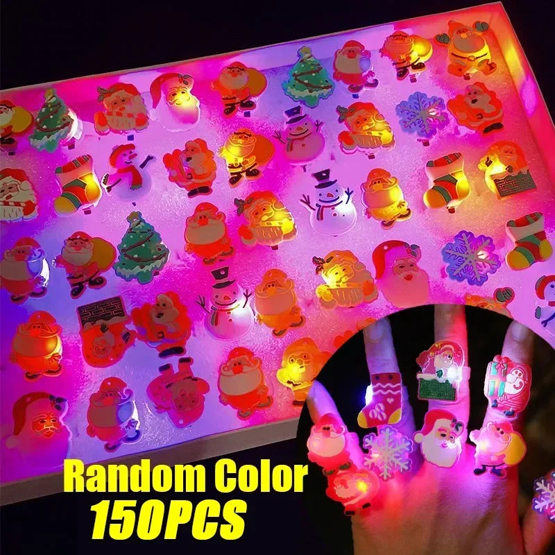 50-200PCS Halloween Glow Pumpkin Ring Cartoon Finger Light for Party Favor Small Gift Spooky Fun Night Rave Accessory Oasis Select Christmas 150PCS