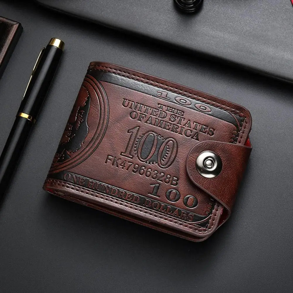 NEW Vintage 100 US Dollar Pattern Men's Wallets Zipper Multi-Functional Leather Wallet Hasp Coin Purse Men Gift Oasis Select