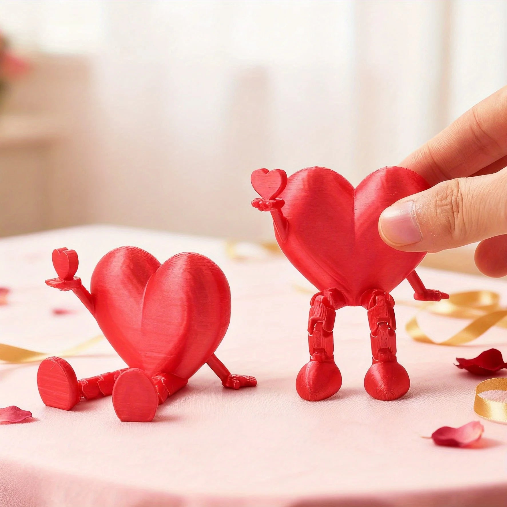 Romantic Heart-shaped Statue Romantic Home Desktop movable Lips Rose Love doll Wedding Ornament Home Decor Valentine's Day Gifts Oasis Select