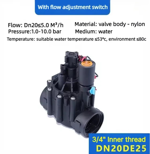 DN15 DN20 DN25 Normally Closed Solenoid Valve AC220/24V DC24/12V Nylon Valve for Landscape Irrigation Farm Garden 1/2" 3/4" 1" Oasis Select 3l4 AC220V