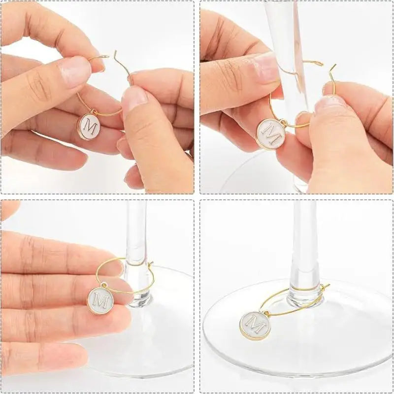 26Pcs DIY Wine Glass Markers Metal Letters Pendant Wine Glass Charm Rings Oasis Select