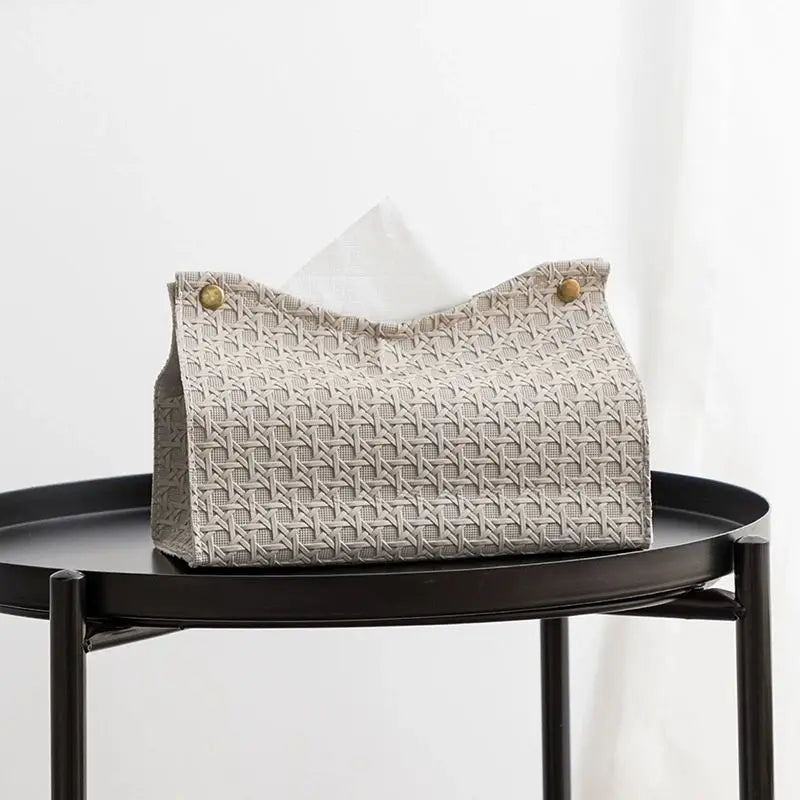 Light Luxury Tissue Box Artistic Pumping Paper Box Toilet Home Living Room Leather Storage Tissue Box Oasis Select Gray