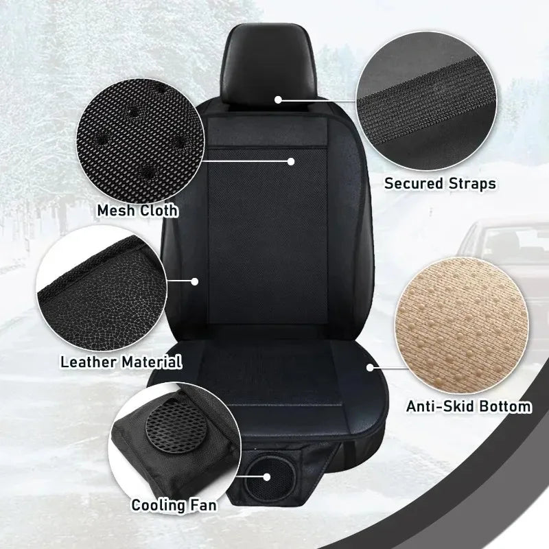 Summer Car Cool Air Seat Cushion Refrigerated DC 12V/24V Car Seat Covers Set with Fan Fast Blowing Ventilation Seat Cooling Pat Oasis Select