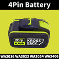 20v 6.0Ah/8.0Ah Li-ion Battery for Worx WA3553/WA3551 20V Cordless Power Tool Battery WA3572 WX390 WX176 WX178 WU268 with LED Oasis Select B -6.0Ah 1pcs
