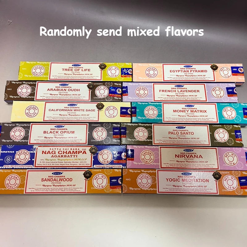 Reiki Power Incense Sticks India Satya Incenses Home Fragrance Sandalwood NAG Champa Flavors Household 6/12box Line Aromatherapy Oasis Select mix 12 small boxes