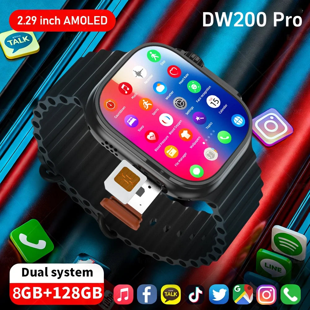 DW100 Pro Updated DW200 Pro 5G LTE Full Netcom Android 13.0 Smartwatch Smart Watch With Rotary Camera Touch ID Infrared function Oasis Select
