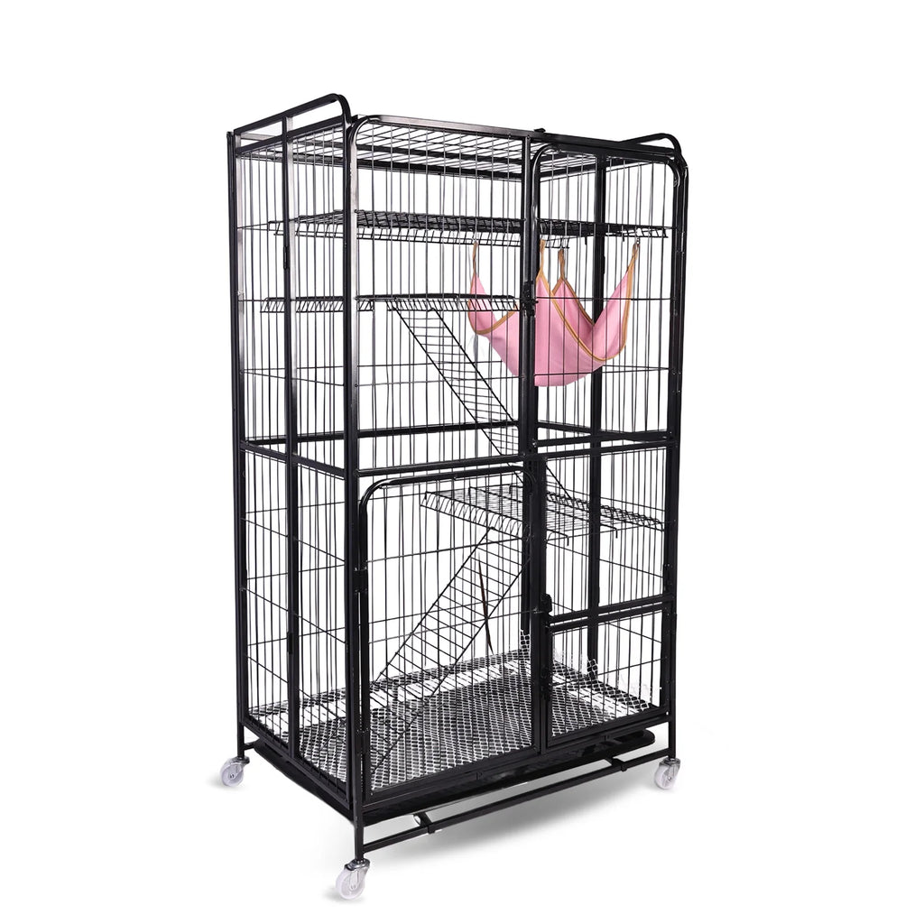 4-Tier Collapsible Cat Kennel with Wheels | Large Metal Crate Cat Kennel & Crate Oasis Select
