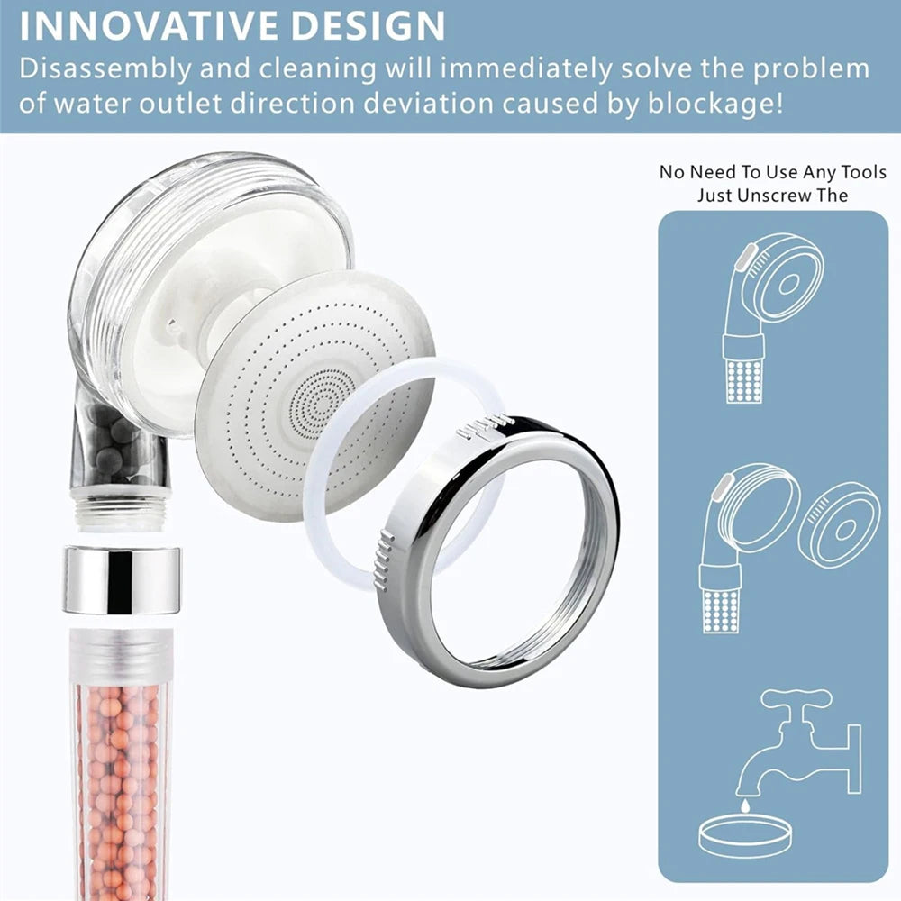 1pc Filtered Shower Head ABS High Pressure Water Saving Spray Handheld Clear Showerheads with With Filter Beads for Bathroom Oasis Select