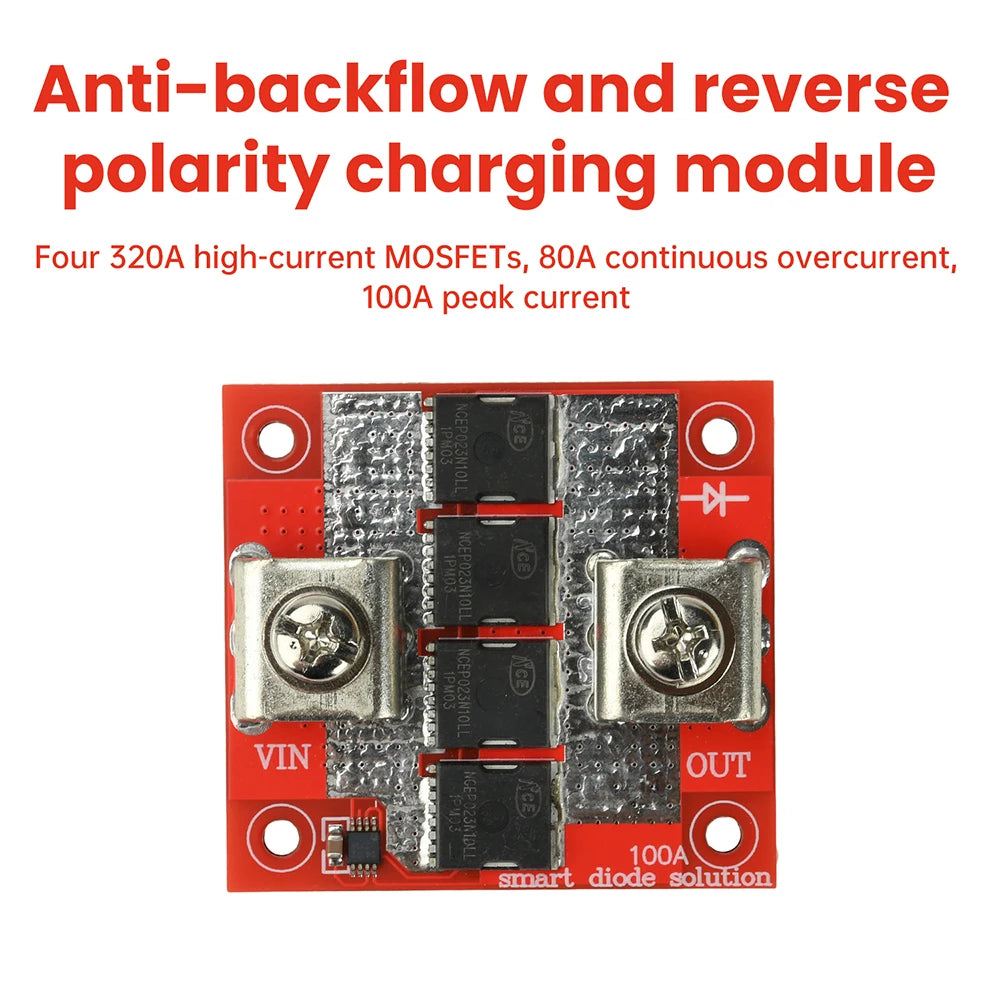100A High Current Ideal Diode Module Solar Controller Anti-reverse Charging Anti-Reverse Current Protection Oasis Select