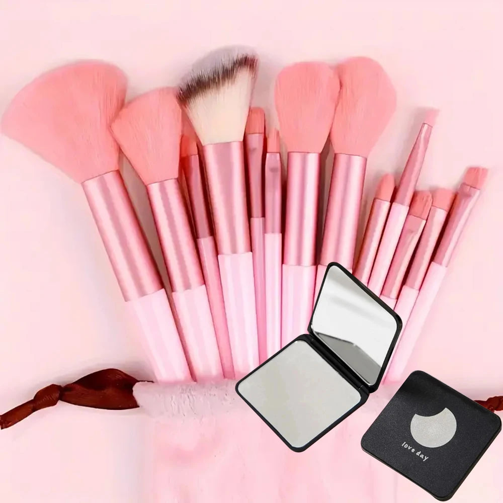13/33pcs Professional Makeup Brush Set with Accessories for Combination Skin- Featuring Soft Brushes，Suitable for Beginners Oasis Select China Mainland with mirror