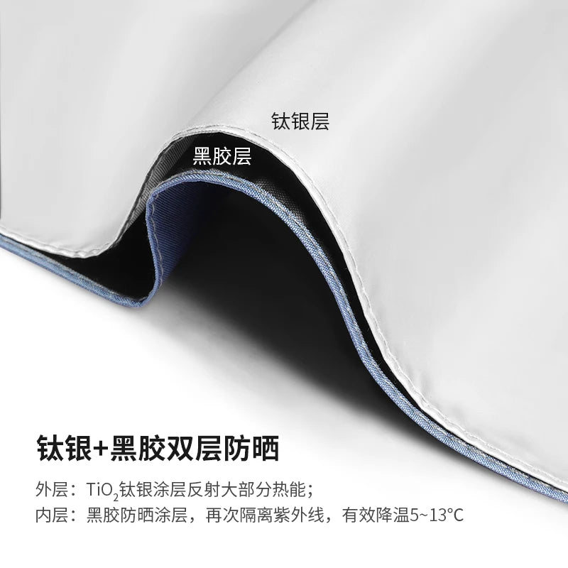 Titanium Silver Double Vinyl Sunshade Umbrella UV Protection Radiation Protection Super Sun Protection Rain Umbrella Oasis Select