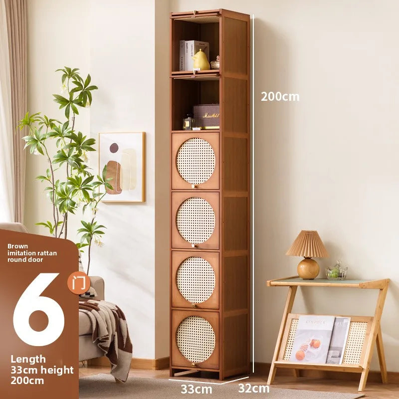 Bookshelf Shelf Floor-to-ceiling bookcase Locker integrated with wall storage Household wood with door Dust-proof display Oasis Select Brown-Six Doors 33