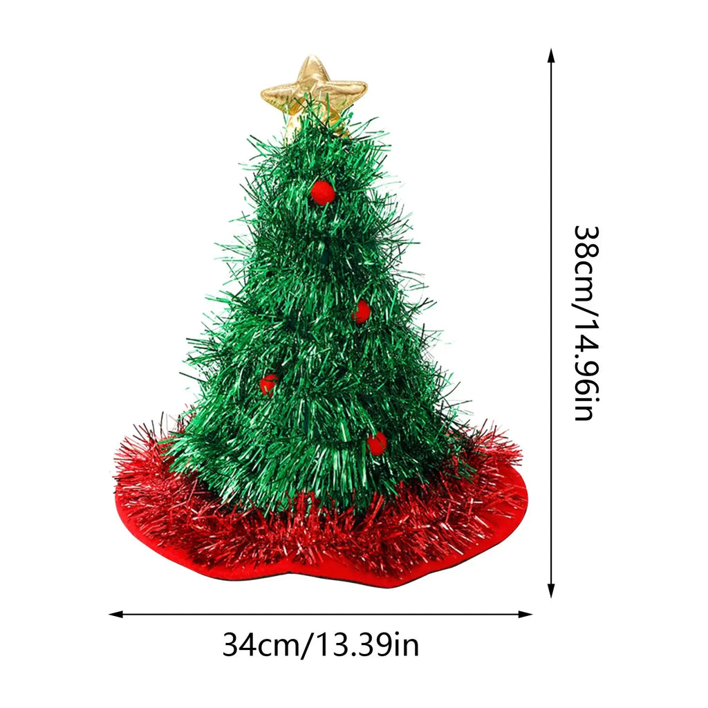 2025 Ins Christmas Tree Hat Creative Xmas Headwear for Girls Tinsel Christmas Headband Party Costume New Year Decor Supplies Oasis Select