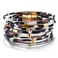 Vintage Metal Tube Leopard Leather Bracelet For Women Men Boho Multilayer Wrap Wide Bracelet Charm Jewelry Oasis Select ASL70473-2 19cm