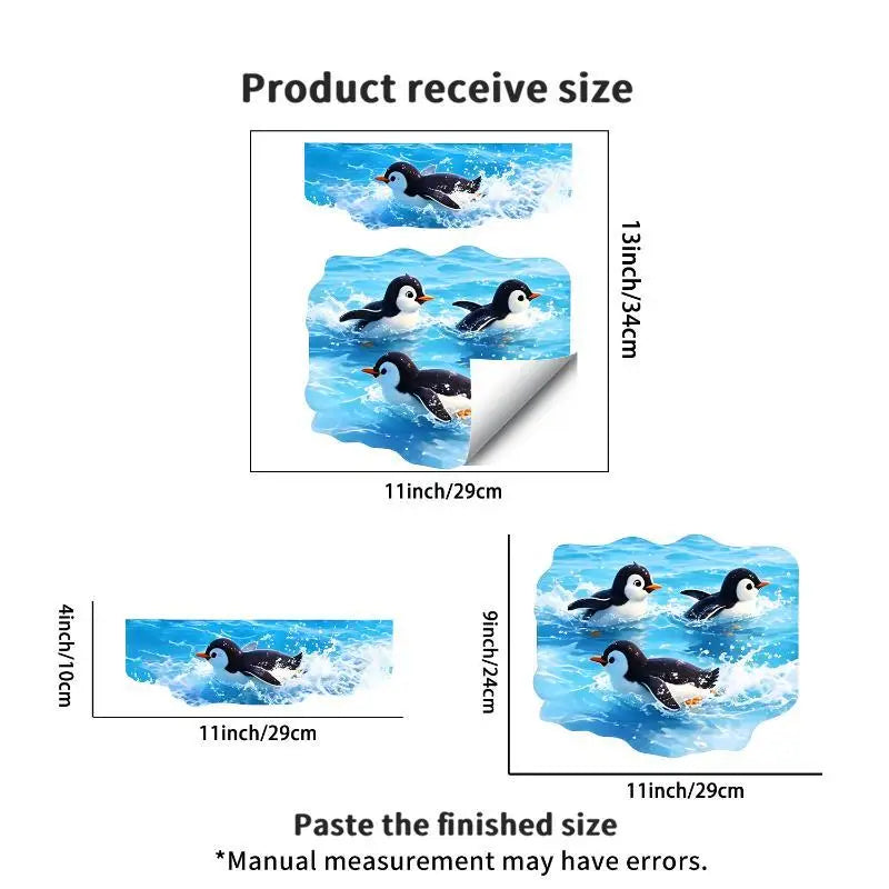 1pcs Cute Swimming Penguin Toilet Sticker Waterproof Self Adhesive Removable Decal Bathroom Decor Oasis Select