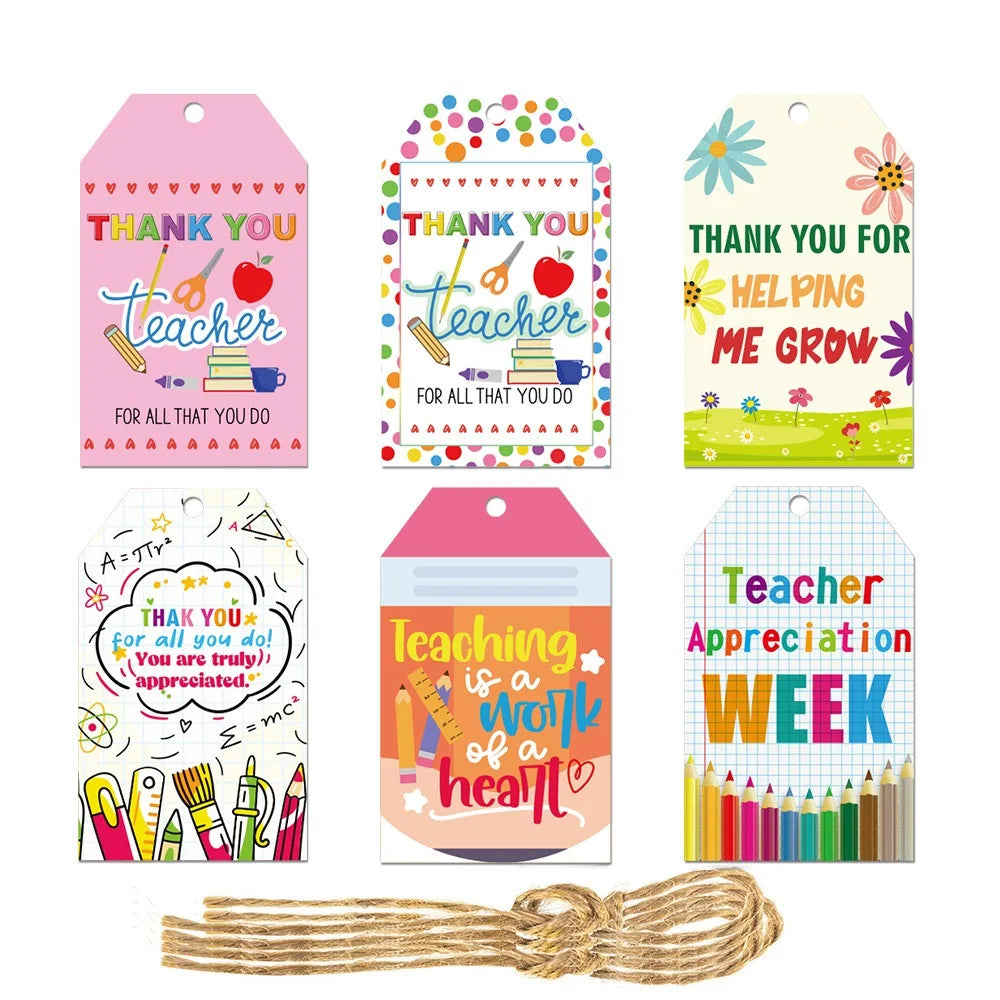 60pcs Teacher Appreciation Gift Tags | Hanging Cards & Cupcake Tags