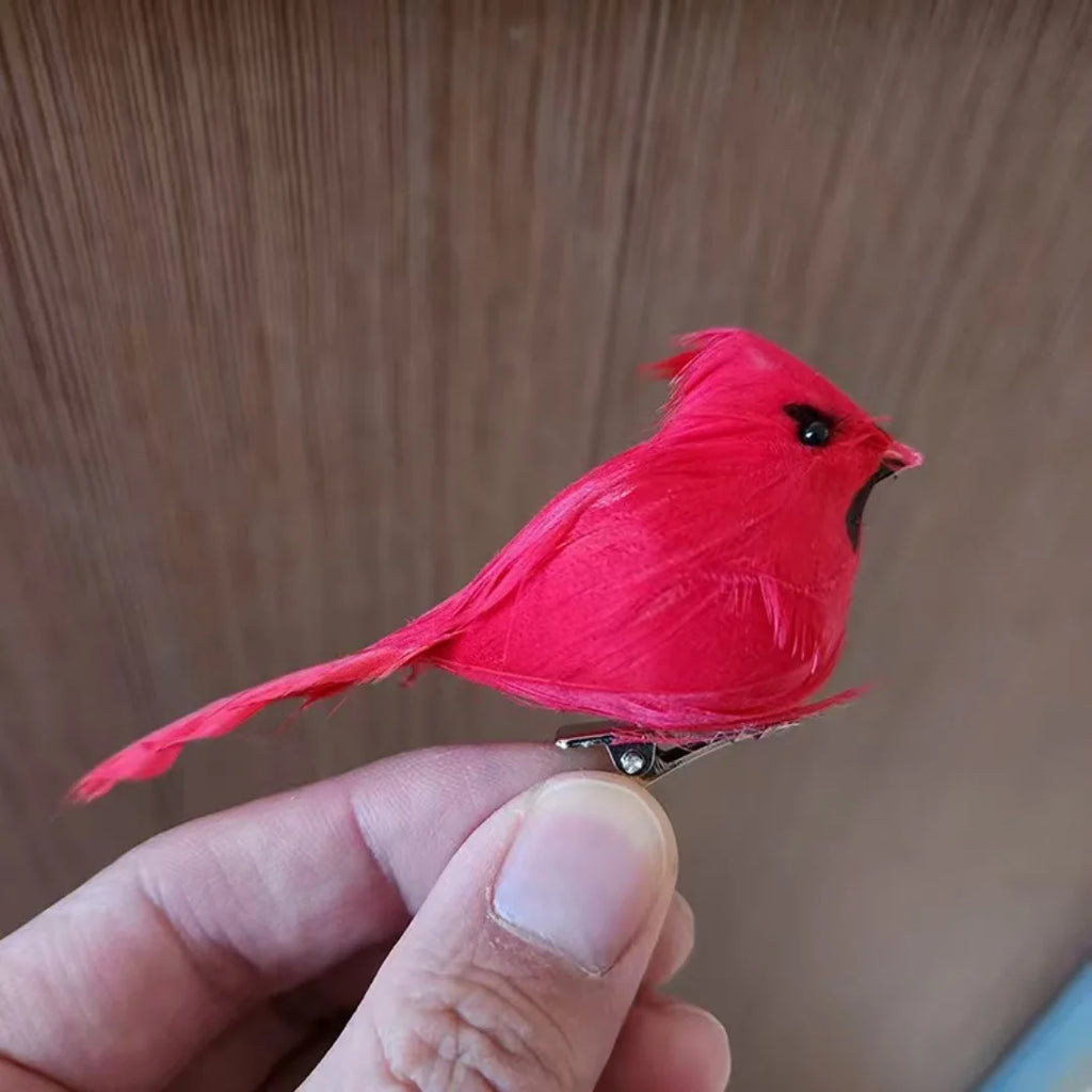 Artificial Red Cardinal Birds Clip on Pine Branches Christmas Realistic Feathered Birds with Clip for Christmas Tree Decor Oasis Select Red