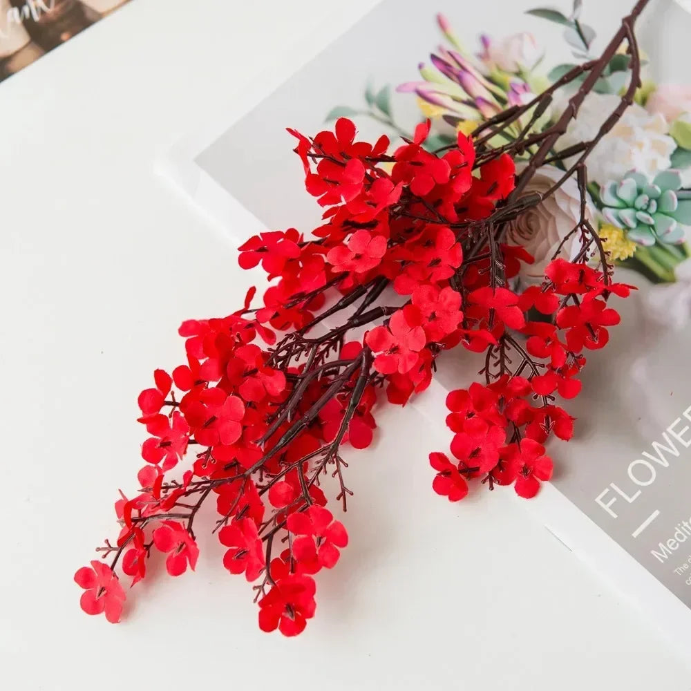 Cherry Blossoms Artificial Flowers Gypsophila Fake Flowers DIY Wedding Home Vase Decoration Faux Flowers Branch Oasis Select