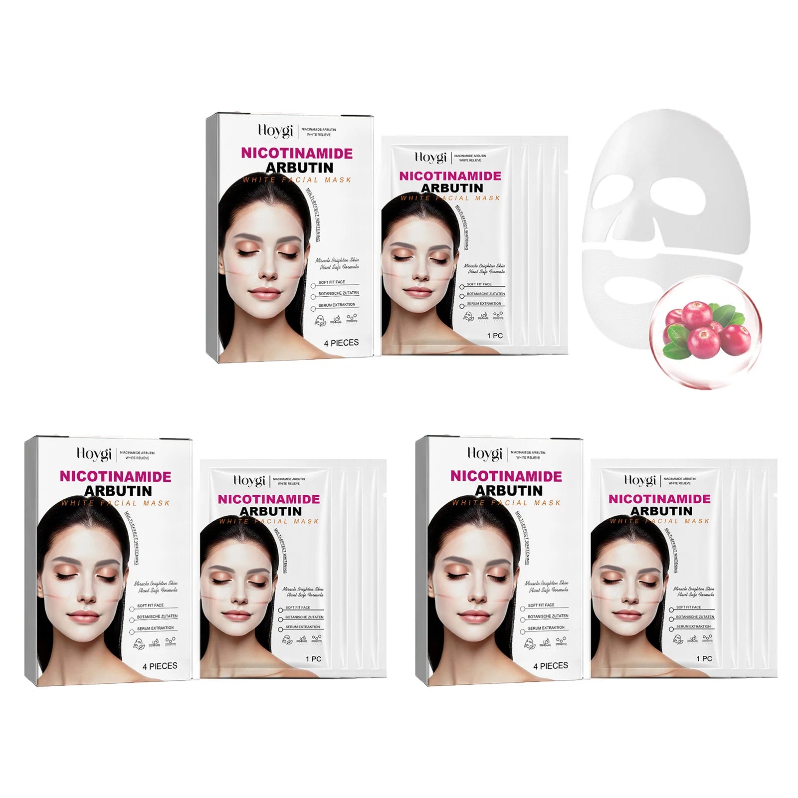 Niacinamide Arbutin Hydrating Mask Deep Hydrating Shrink Pores Firming Refreshing Brightening Facial Sheet Mask for Glowing Skin Oasis Select 12Pcs